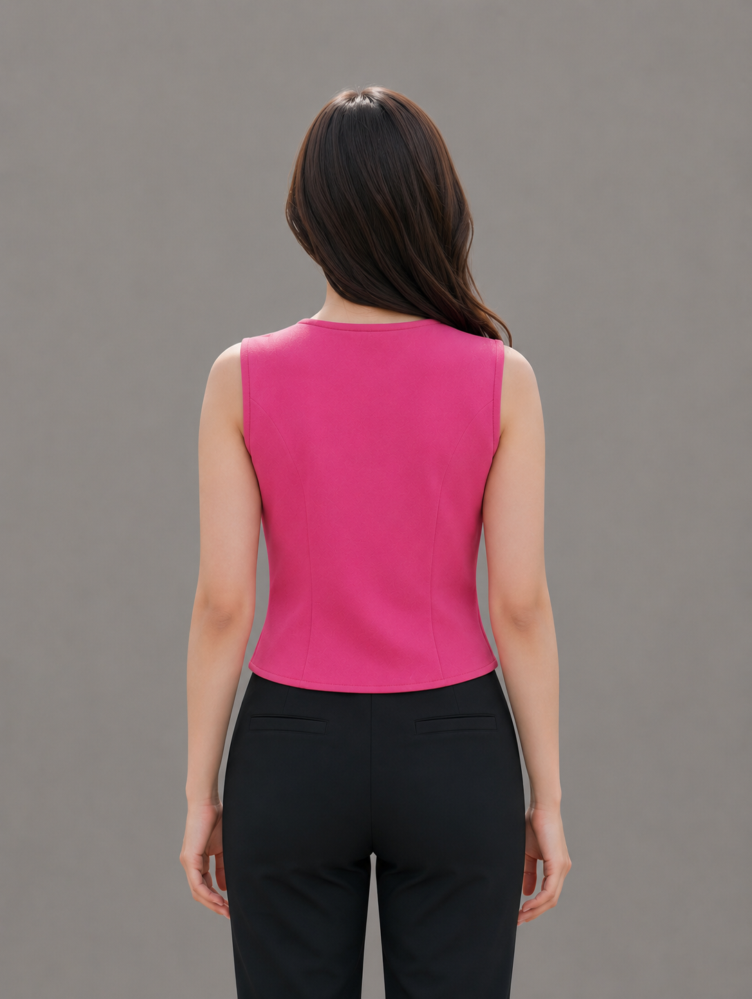 Women's Solid Sleeveless V-Neck Button Front Waistcoat Top | Casual Office & Party Vest | Available in Pink, Green & White