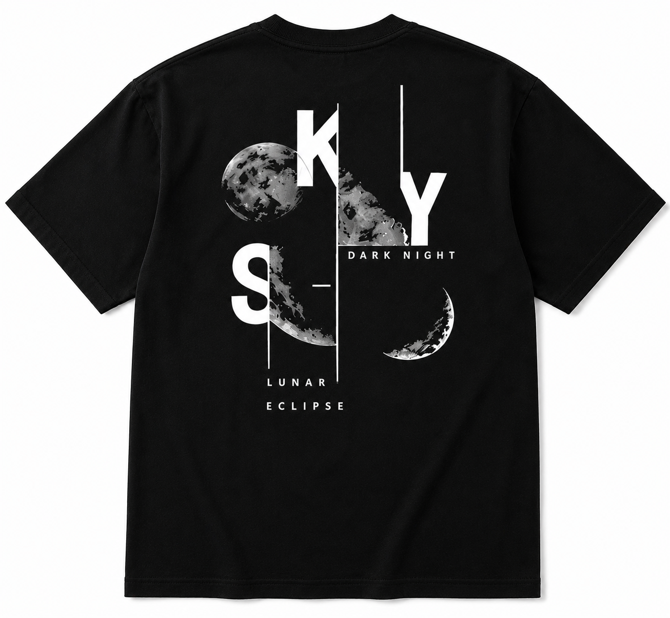 Dark Night Lunar Eclipse Oversized T-Shirt for Men | Premium Black Streetwear Tee