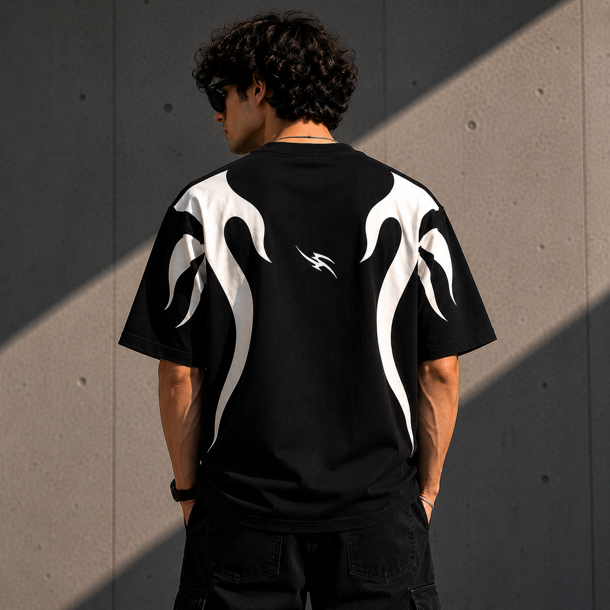 Inferno Wave Oversized T-Shirt for Men | Premium Black Streetwear Tee