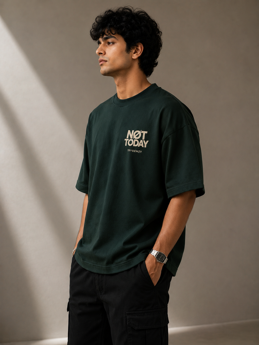 TRYGENZY Not Today Oversized T-Shirt for Men | 250 GSM Heavyweight 100% Cotton Streetwear Tee