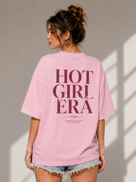 TRYGENZY Hot Girl Era Oversized T-Shirt for Women | 250 GSM Heavyweight 100% Cotton Streetwear Tee