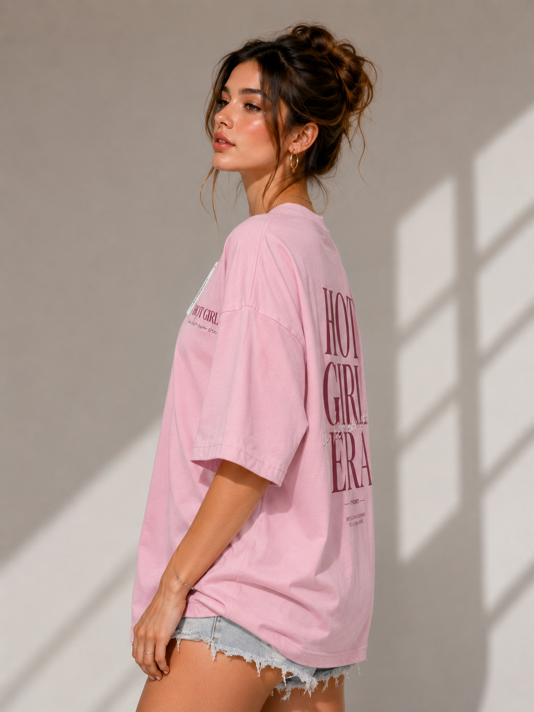TRYGENZY Hot Girl Era Oversized T-Shirt for Women | 250 GSM Heavyweight 100% Cotton Streetwear Tee