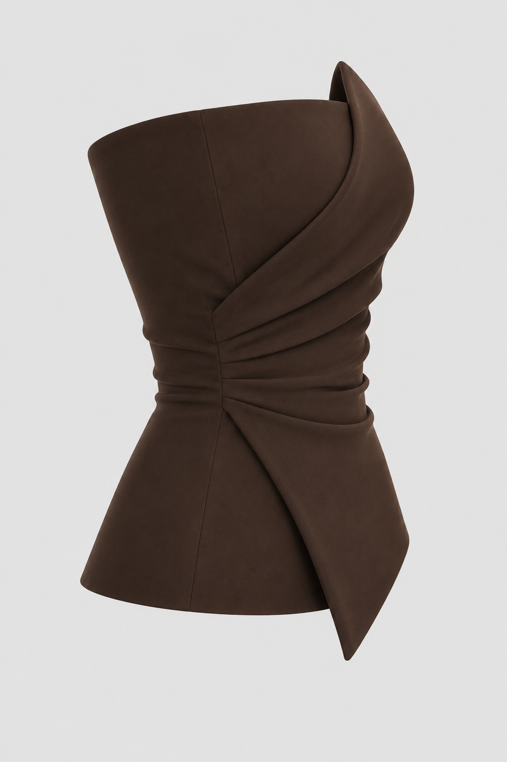 Mocha Draped Strapless Corset Top | Elegant Women's Party Wear