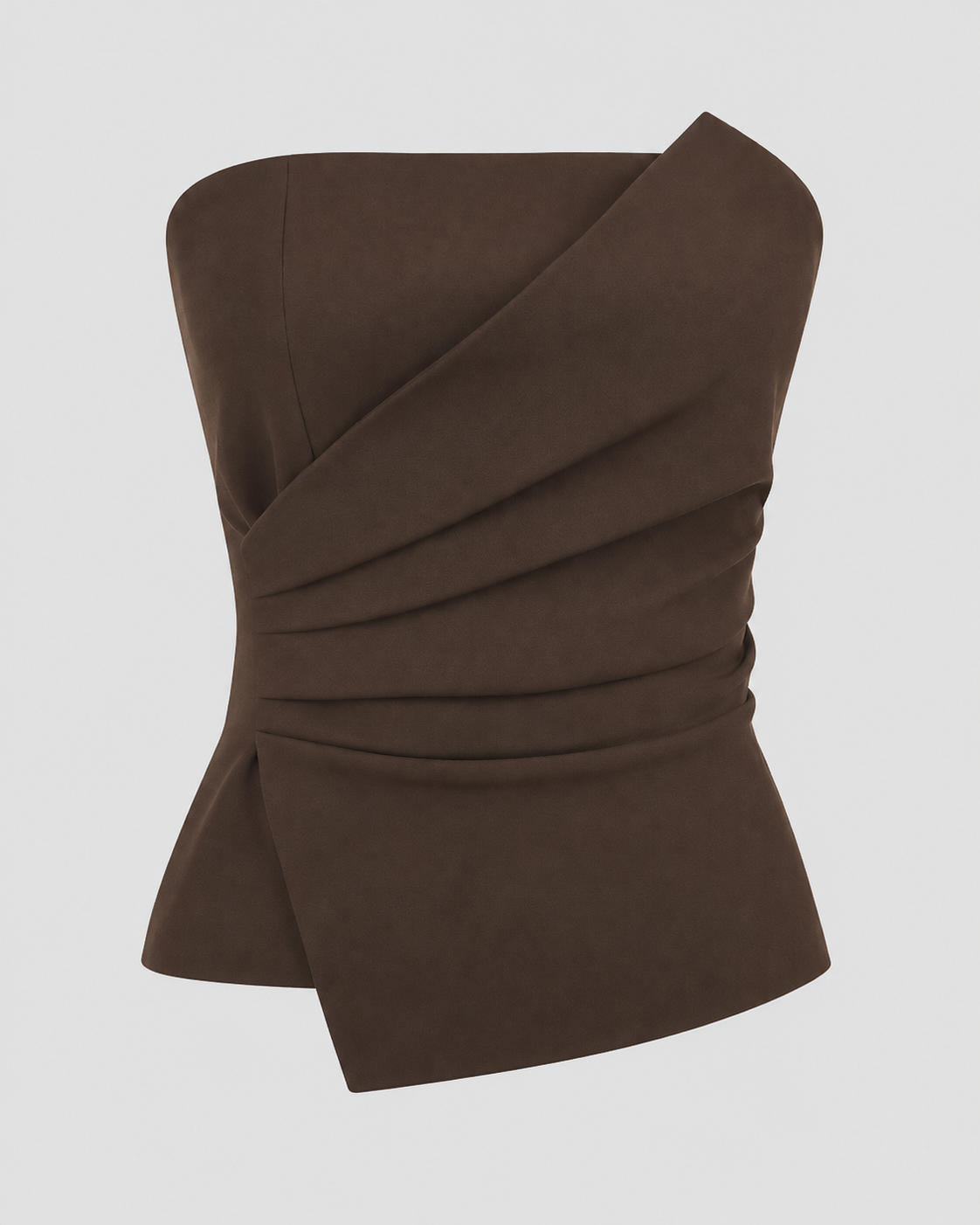 Mocha Draped Strapless Corset Top | Elegant Women's Party Wear